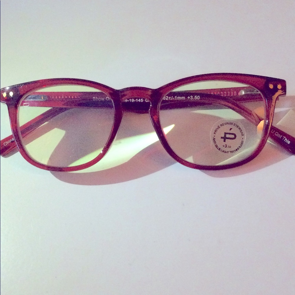 PRIVE REVAUX SHOW OFF BLUE LIGHT BLOCKING READING GLASSES RED  +3.50 NEW